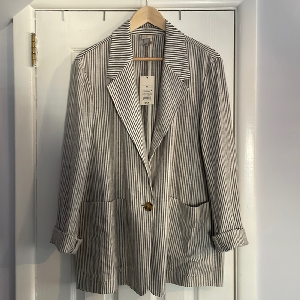 A New Day Black and White Striped Blazer